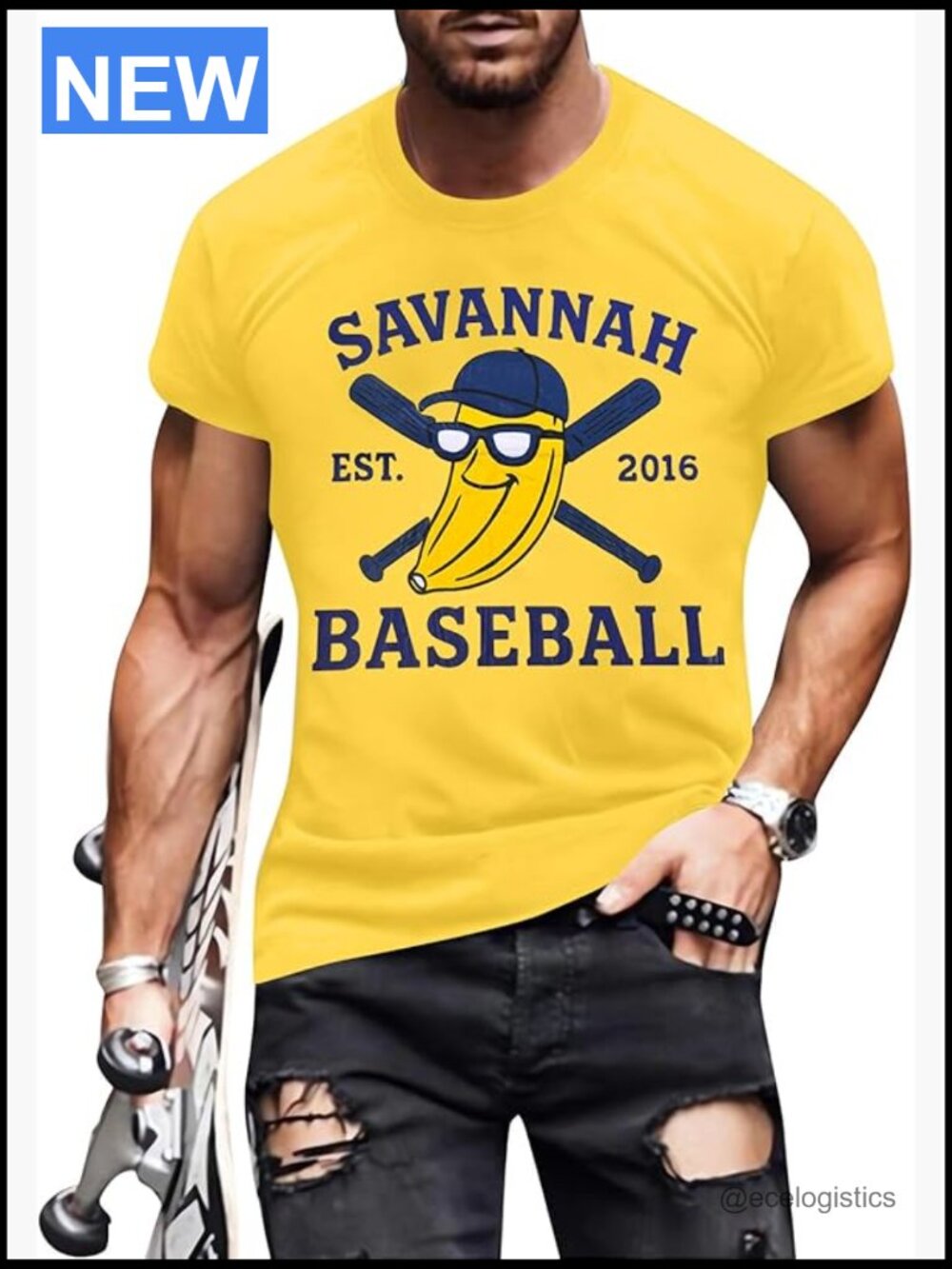 Men's Baseball Jersey Striped Banana Tee Crew Neck Short Sleeve Game Day Top